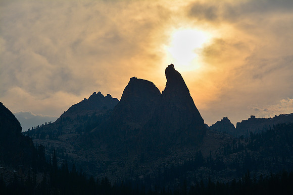 Sunset behind the Finger of Fate, Sawtooth Wilderness