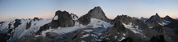Bugaboos panorama from the summit of Eastpost Spire