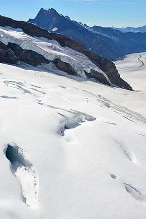 Looking down the Jungfraufirn towards the Konkordiaplatz from the Jungfraujoch