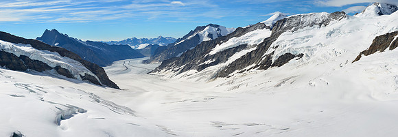 Looking down the Jungfraufirn towards the Konkordiaplatz from the Jungfraujoch