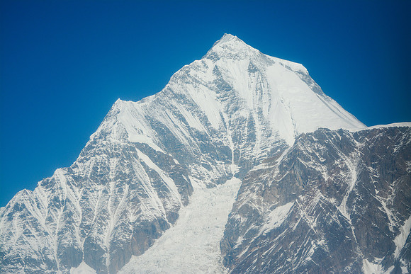 An aerial view of the east face of Dhaulagiri on the flight from Jomsom to Pokhara