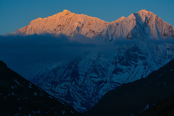 Sunrise on Kanjiroba Himal from Snowfields Camp