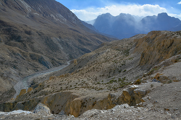 Looking down the Chharka Khola toward Dhakraltyo Lek