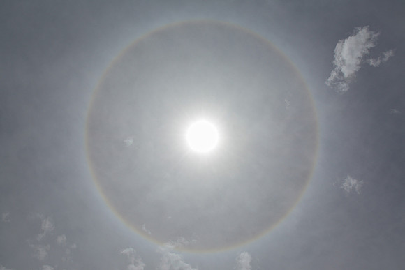 A 22° halo around the sun above Panzang Khola