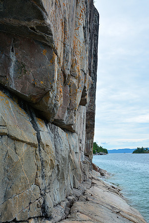 The cliff on which the Agawa Rock Pictographs are painted, Lake Superior Provincial Park