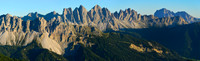 Sunset on the Odle from Rifugio Plose, with Sassolungo in the distance on the right