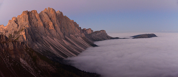The Odle before sunrise from the Col di Poma
