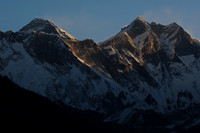 Mount Everest behind the Nuptse-Lhotse Ridge, from Namche Bazaar