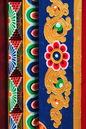 Artwork beside the entrance to the Pangboche Monastery