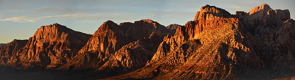 Sunrise on Mount Wilson, Rainbow Mountain and Bridge Mountain, Red Rock Canyon National Conservation Area