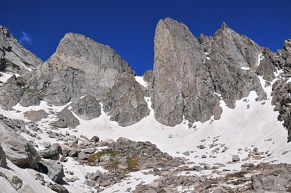The base of the Watchtower, Cirque of the Towers, Wind River Range