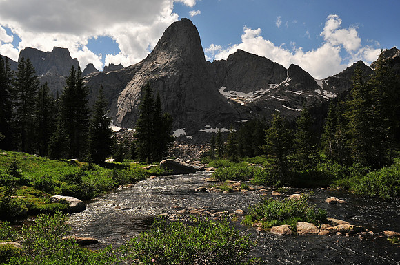 Pingora Peak from just below Lonesome Lake on the North Popo Agie River, Cirque of the Towers, Wind River Range