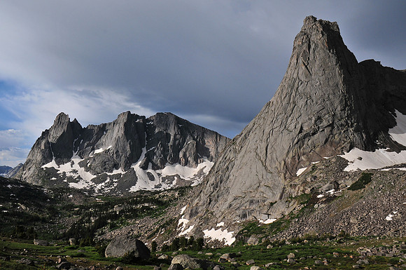 Pingora Peak with Warbonnet Peak and the Warrior Peaks in the background, Cirque of the Towers, Wind River Range