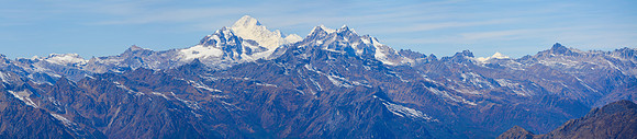 Makalu from the Sinion La, with Mount Everest mostly hidden behind the rock pyramid to the right