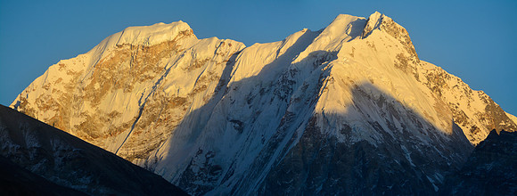 Sunset on Tent Peak and Nepal Peak from Lhonak