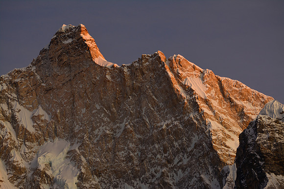 Sunset on the north face of Jannu from the hill just south of Kambachen