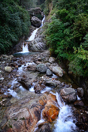 Crossing a stream above Yamphudin