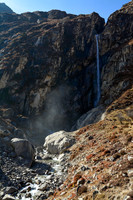 A waterfall in the Ghunsa River valley below Kambachen