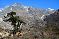 Mera Peak from the junction of the Ghunsa Khola valley and the Kumbhakarna Glacier valley
