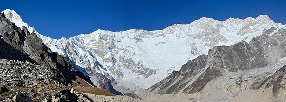 The ridge from Jannu's east peak to Kanchenjunga, viewed from Oktang
