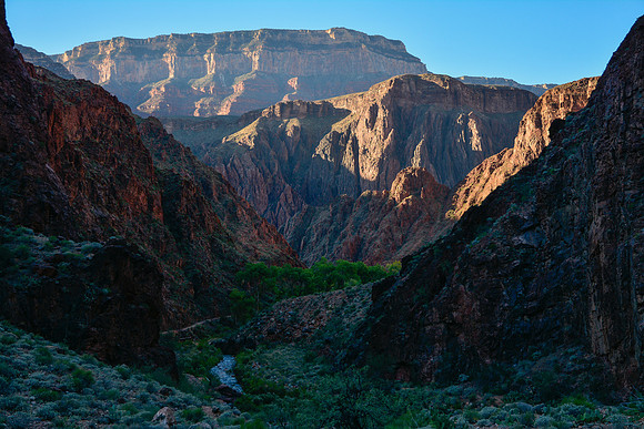 Looking down Bright Angel Canyon near the start of the Clear Creek Trail