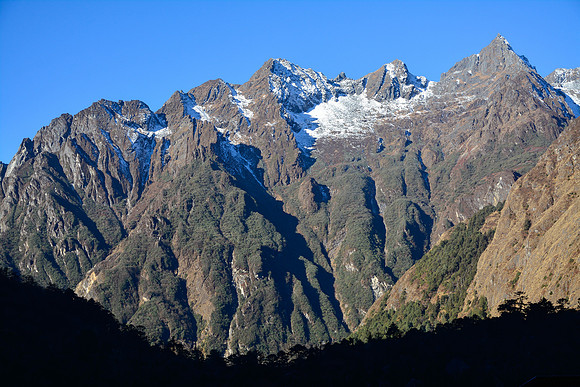 The mountains southwest of Ghunsa, viewed from the village