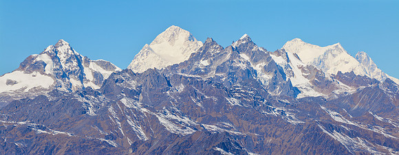 Makalu from the Mirgin La, with Mount Everest and Chomo Lonzo in the distance on the right