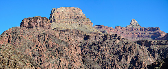 Summer Butte and Zoroaster Temple from the Colorado River's southern shore