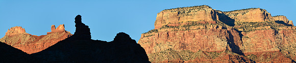 Sunset on Angels Gate and Wotan's Throne from the east side of Grapevine Canyon