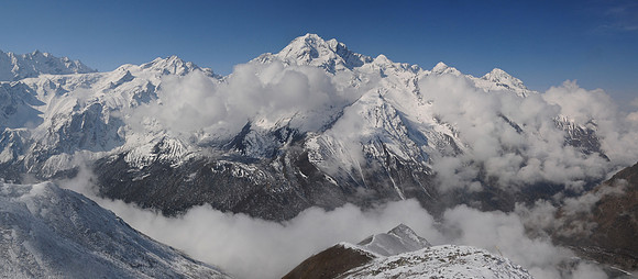 Naya Kanga from the summit of Kyanjin Ri