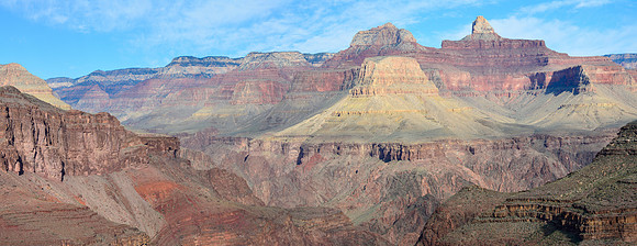 Brahma Temple and Zoroaster Temple from Plateau Point, with Summer Butte in front