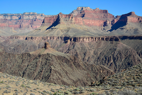 Angels Gate, with Wotan's Throne behind, from the Tonto East Trail between Cremation Canyon and Lonetree Canyon
