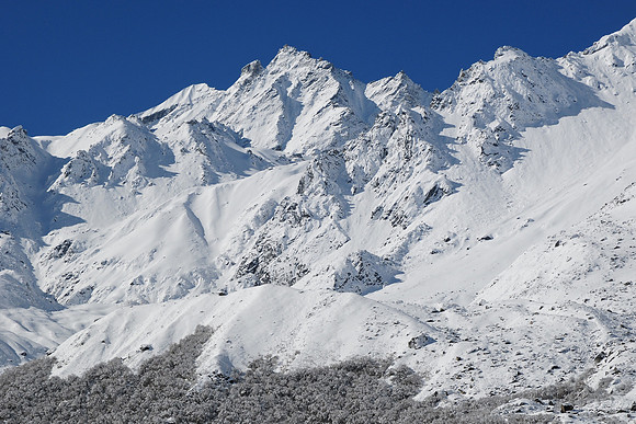 Looking towards the Ganja La from Kyanjin Gompa