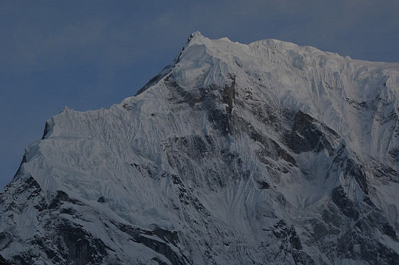 Langtang Lirung before sunrise, from the Lirung Valley