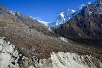 The north face of Jannu from the Ghunsa River valley below Kambachen