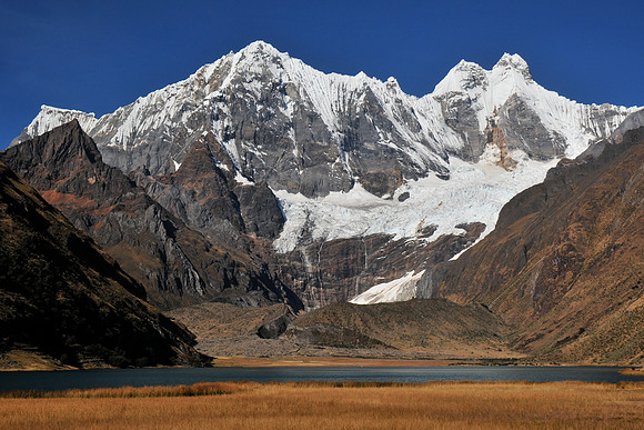 Rondoy and Jirishanca from Jahuacocha, Huayhuash Circuit