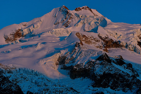 Sunrise on Huayna Potosí from above Rinconada