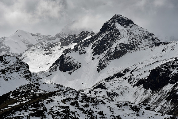 Condoriri (in the mist) from the summit of Cerro Milluni