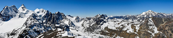 Panorama from Condoriri to Huayna Potosi from the summit of Pico Austria