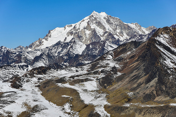 Huayna Potosí viewed on the descent from Apacheta Pass