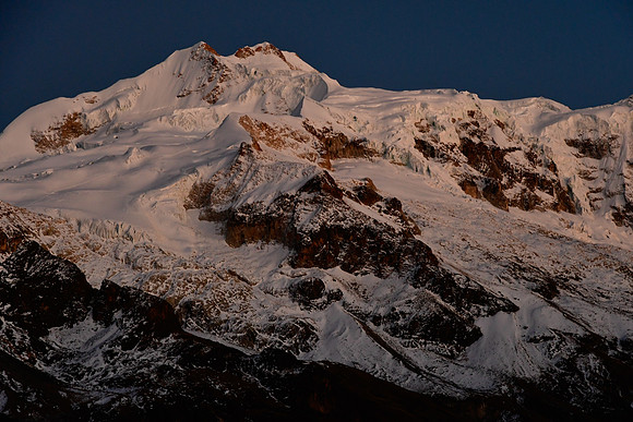 Huayna Potosí before sunrise from above Rinconada