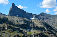 The Tête des Toillies from the trail to the Col de St. Véran (note the green paraglider above the peak)