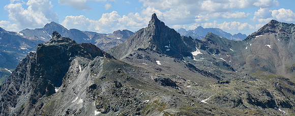 The Roche Noire and Tête des Toillies from the summit of Pic de Caramantran