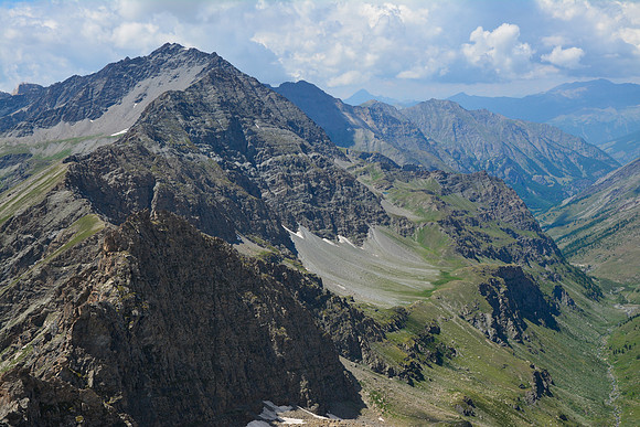 Mount Aiguillette from the summit of Pointe Joanne, with the Vallée du Guil on the right