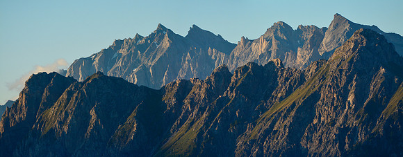 Looking southeast from the Refuge de Furfande at sunrise