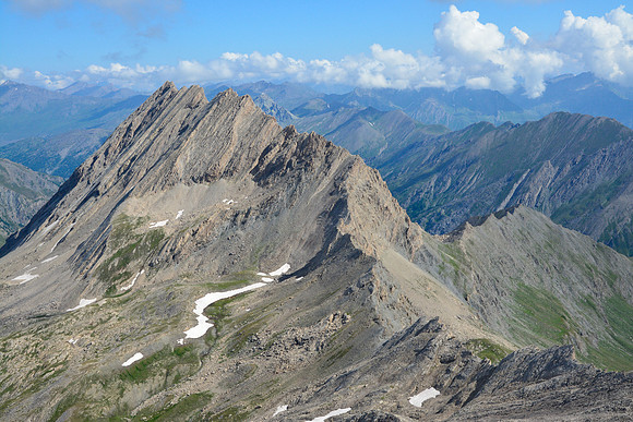The Crête de la Taillante from the summit of the Pain du Sucre