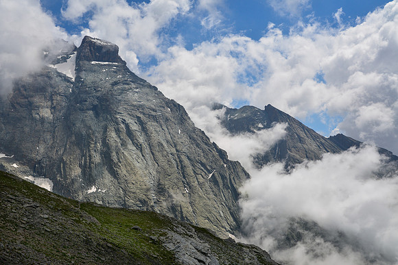 Clouds around the southwest ridge of Monte Viso, from the Passo della Losetta