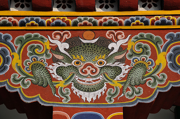 A painting of Zeepata on a shop building in Paro