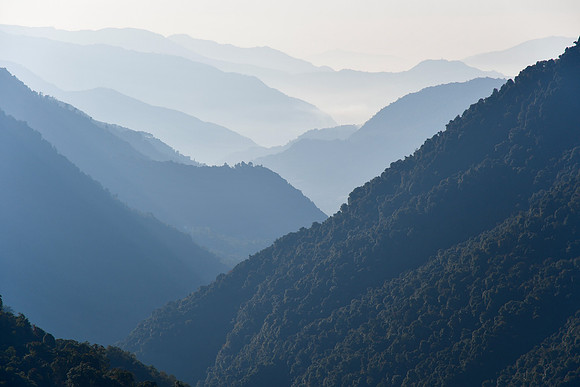 Looking down the valley from camp south of Tsokha towards Yuksom