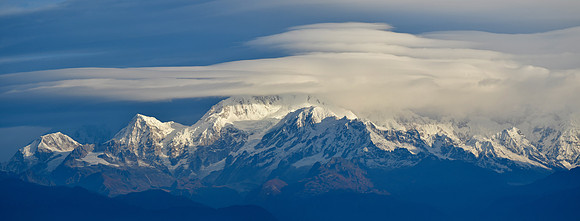 Lenticular clouds over the Kangchenjunga Massif from Observatory Hill, Darjeeling